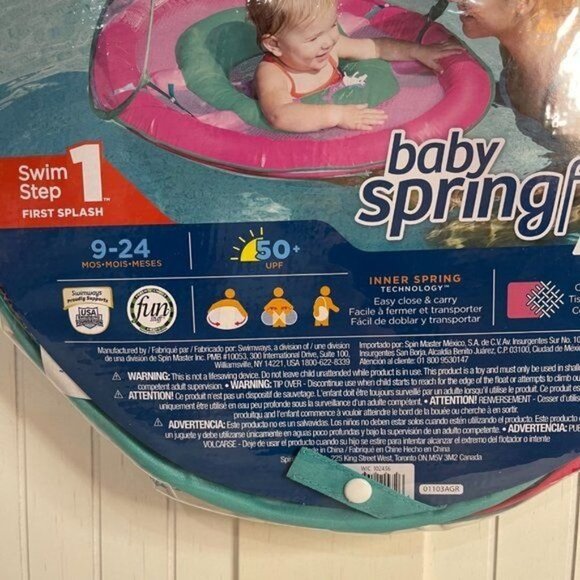 SwimWays Baby Spring Float Sun Canopy Pink Mermaid Unicorn - Picture 4 of 5